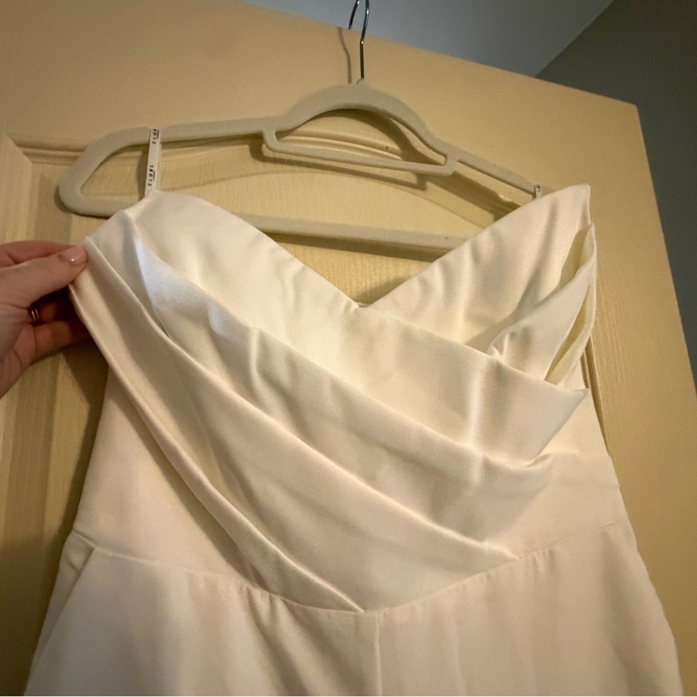 Club L London White Strapless Wide-Leg Jumpsuit - Picture 4 of 7